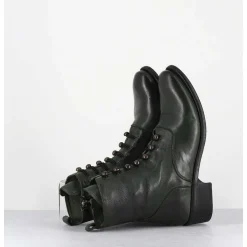 Boots Souples En Cuir Vert A Boutons - Lison Caou036 Verde