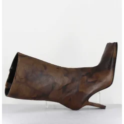 Boots Talon Haut & Bout Carre En Cuir Marron Vieilli - Noor Brown Ankle Boots