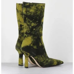 Boots Talon Haut & Bout Carre En Cuir Jaune & Noir Acide - Noor Yellow Boots