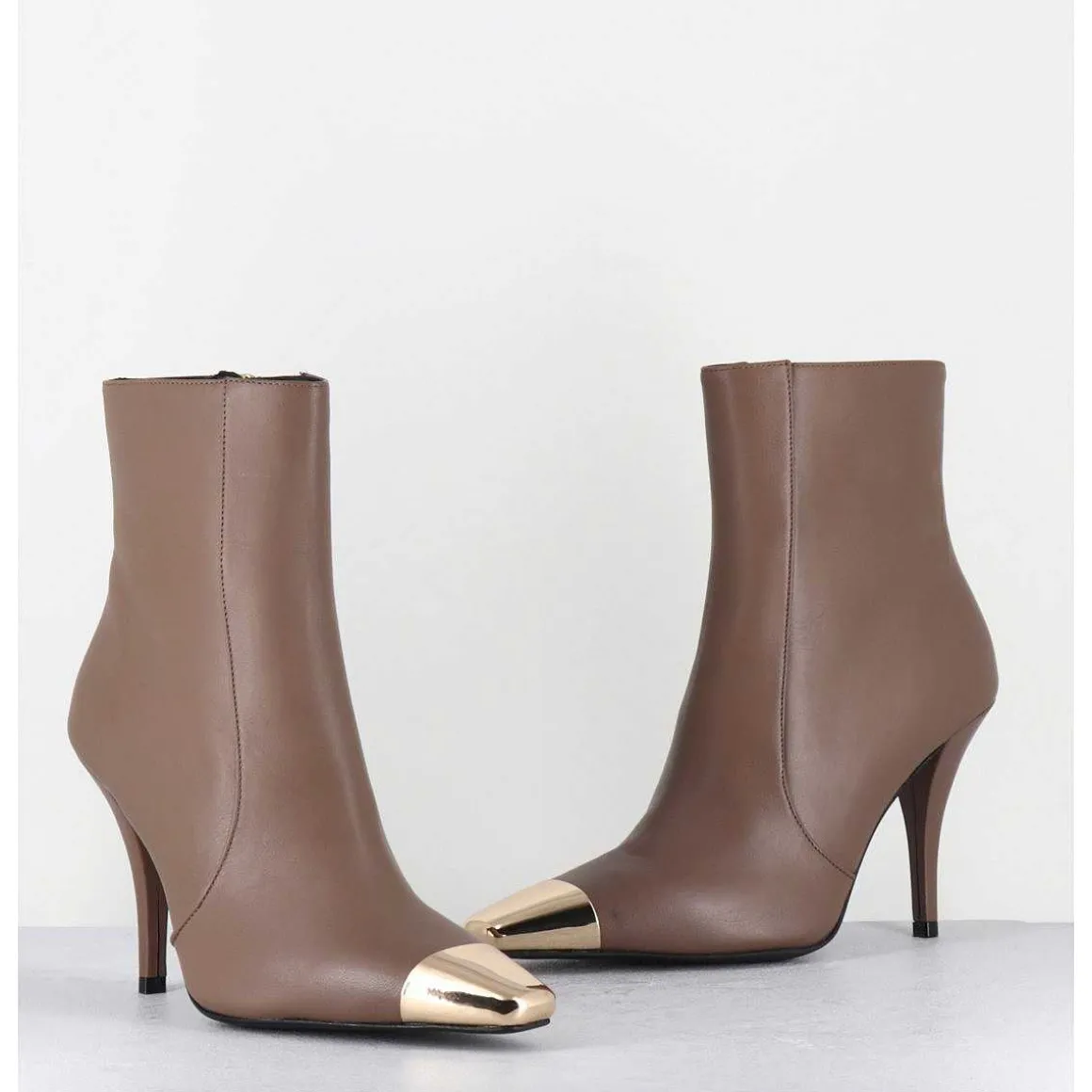 Boots Talon Haut Cuir Grege Bout Or - Mecha3 Nappa Acero