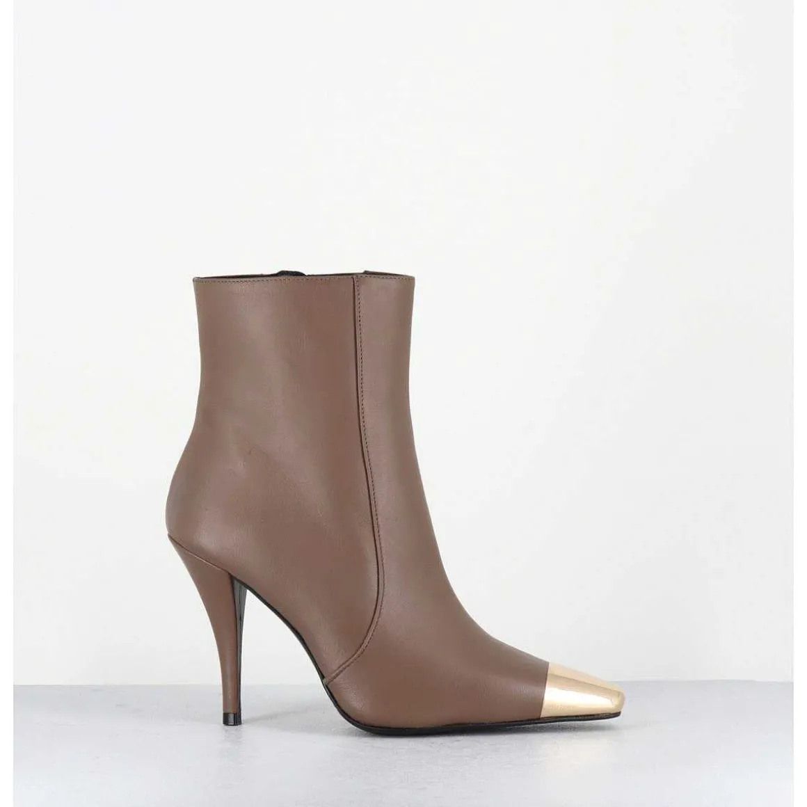 Boots Talon Haut Cuir Grege Bout Or - Mecha3 Nappa Acero