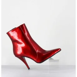 Boots Talon Haut En Cuir Vernis Rouge Glossy - Mecha2 Galassia Rosso