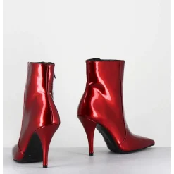 Boots Talon Haut En Cuir Vernis Rouge Glossy - Mecha2 Galassia Rosso