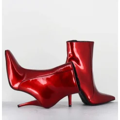 Boots Talon Haut En Cuir Vernis Rouge Glossy - Mecha2 Galassia Rosso