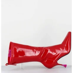 Boots Talon Haut En Vernis Stretch Rouge 90S - Gilda Cris Eros