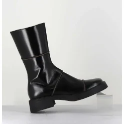 Boots Tige Mi-Haute En Cuir A Bout Carre Large - Dahlia Black Boots