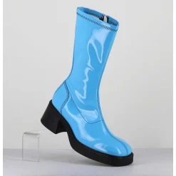 Boots Vinyle Stretch Bleu Ciel - Vero Blue Boots