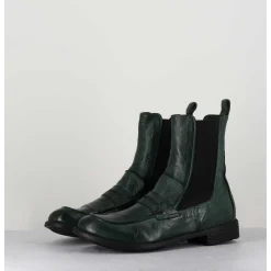 Boots-Mocassins Chelsea En Cuir Vert Bouteille - Mars 142 Bouteille