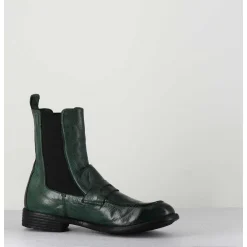 Boots-Mocassins Chelsea En Cuir Vert Bouteille - Mars 142 Bouteille