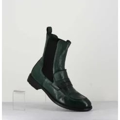 Boots-Mocassins Chelsea En Cuir Vert Bouteille - Mars 142 Bouteille