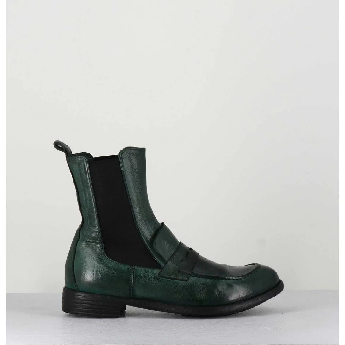 Boots-Mocassins Chelsea En Cuir Vert Bouteille - Mars 142 Bouteille