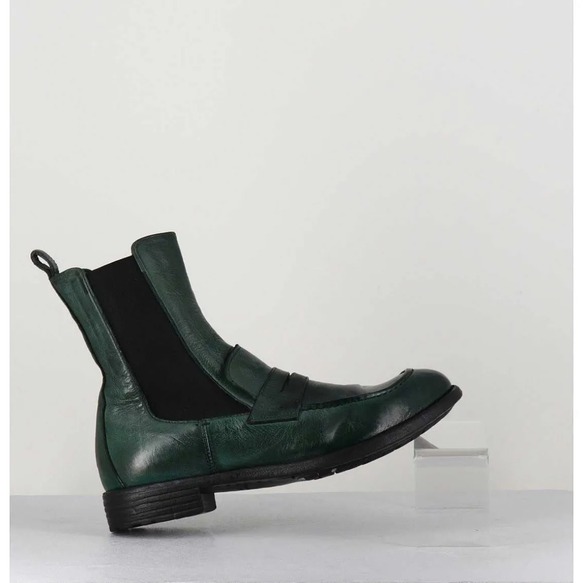 Boots-Mocassins Chelsea En Cuir Vert Bouteille - Mars 142 Bouteille
