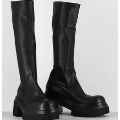 Botte Chunky En Cuir Stretch Noir - E3716 Link Nero