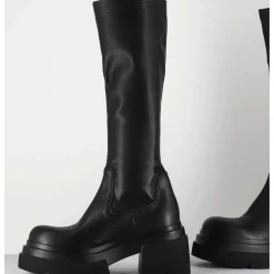 Botte Chunky En Cuir Stretch Noir - E3716 Link Nero