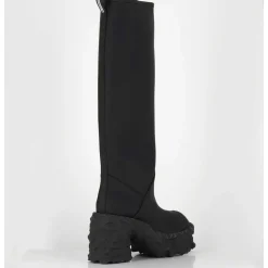 Botte Cuir Mat Noir Plateforme Texturee - M6315 Custo Nero