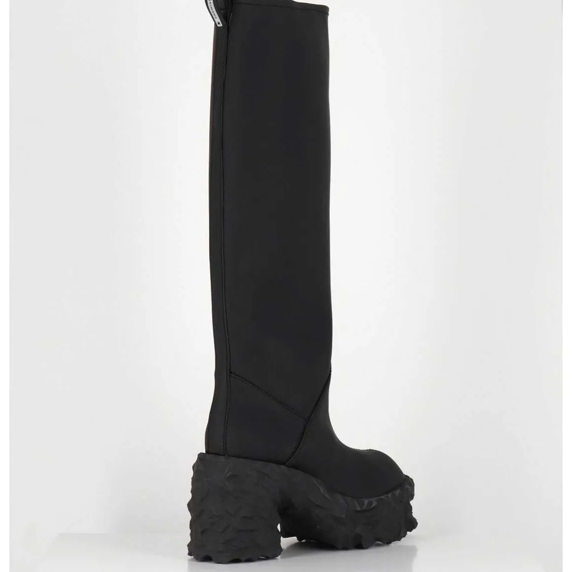 Botte Cuir Mat Noir Plateforme Texturee - M6315 Custo Nero