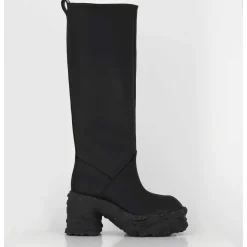 Botte Cuir Mat Noir Plateforme Texturee - M6315 Custo Nero