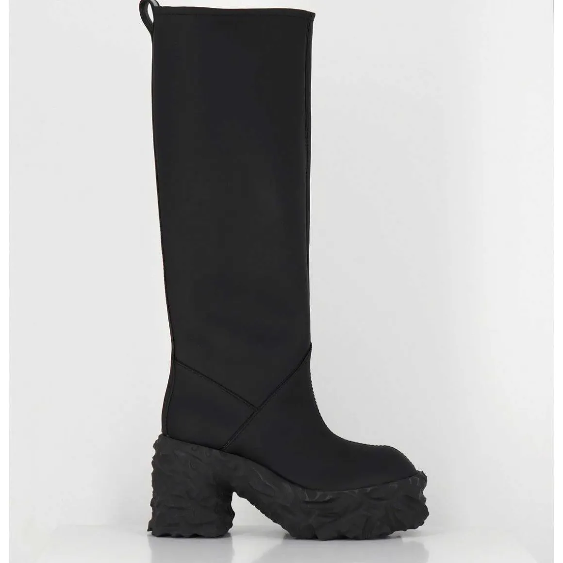 Botte Cuir Mat Noir Plateforme Texturee - M6315 Custo Nero