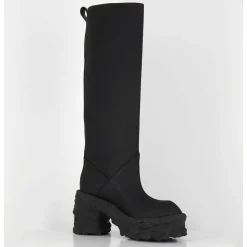 Botte Cuir Mat Noir Plateforme Texturee - M6315 Custo Nero