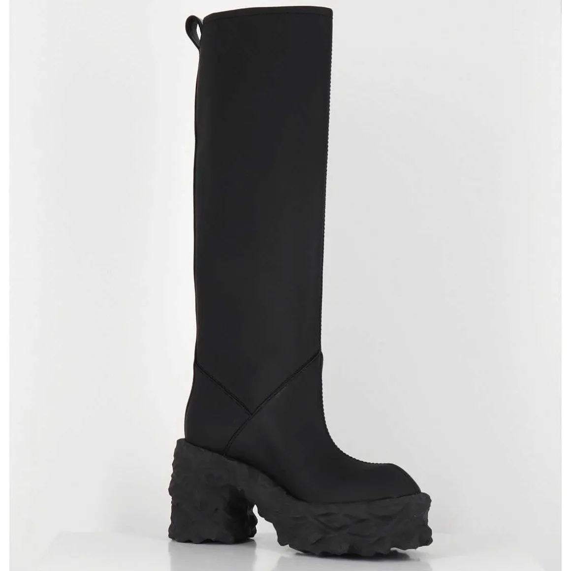Botte Cuir Mat Noir Plateforme Texturee - M6315 Custo Nero