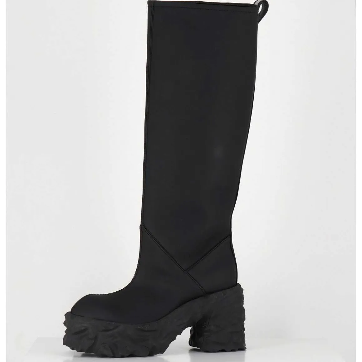 Botte Cuir Mat Noir Plateforme Texturee - M6315 Custo Nero