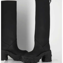 Botte Cuir Mat Noir Plateforme Texturee - M6315 Custo Nero