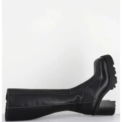 Bottes A Plateforme En Cuir Noir & Surpiqures Blanches 90S - Dulce Tal Boots