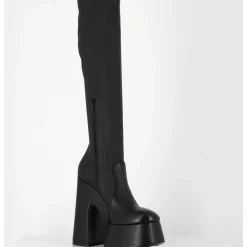 Bottes A Plateforme En Cuir Noir Stretch - 1D7754 Pulp Black