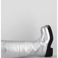 Bottes Biker En Cuir Metallise Argent - S66Ww0075 T9002