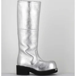 Bottes Biker En Cuir Metallise Argent - S66Ww0075 T9002