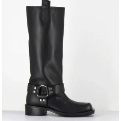 Bottes Bikers Bout Carre En Cuir Noir - 1613 York Nero