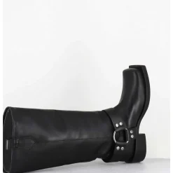 Bottes Bikers Bout Carre En Cuir Noir - 1613 York Nero