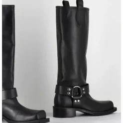 Bottes Bikers Bout Carre En Cuir Noir - 1613 York Nero