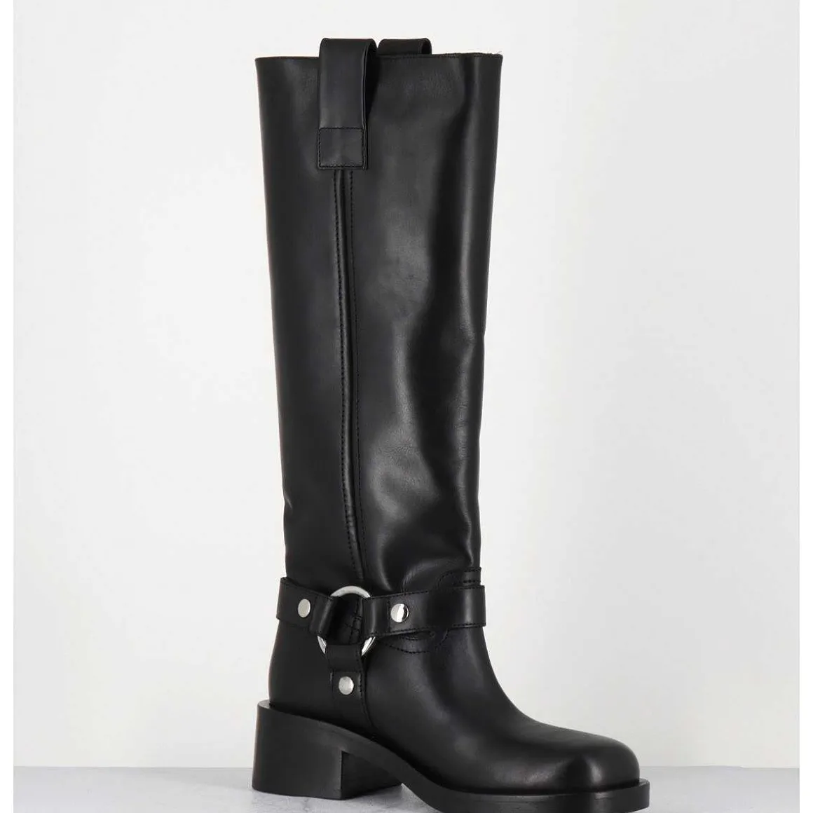 Bottes Boucle Biker En Cuir Noir - A5603 Talco Nero