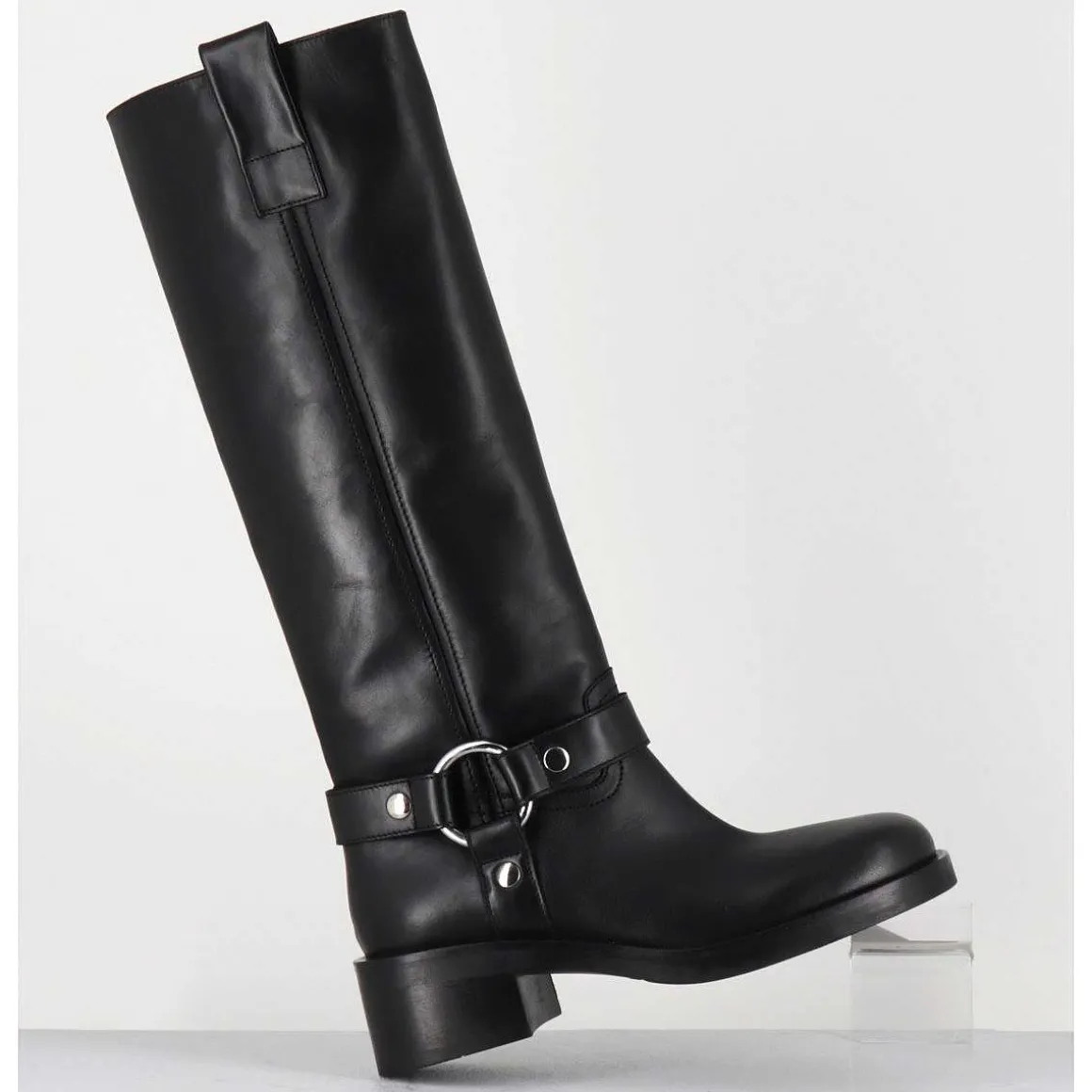 Bottes Boucle Biker En Cuir Noir - A5603 Talco Nero