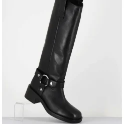 Bottes Boucle Biker En Cuir Noir - A5603 Talco Nero