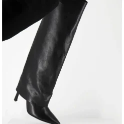 Bottes Bout Pointu A Guetre En Cuir Noir Talon Haut- M23I99902 Black