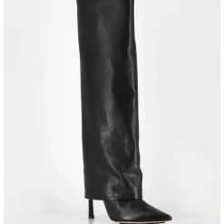 Bottes Bout Pointu A Guetre En Cuir Noir Talon Haut- M23I99902 Black