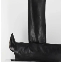 Bottes Bout Pointu A Guetre En Cuir Noir Talon Haut- M23I99902 Black