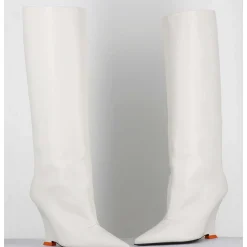 Bottes Bout Pointu En Cuir Blanc Talon Compense Y2K - Numa Oxford Ivory
