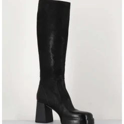 Bottes En Cuir Noir A Zip - Dw336 Nero