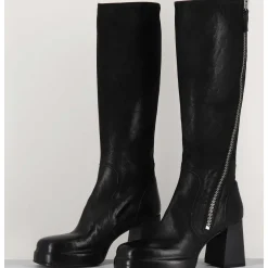 Bottes En Cuir Noir A Zip - Dw336 Nero