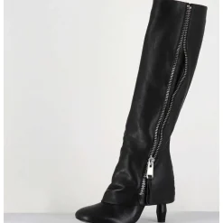 Bottes En Cuir Noir Guetre & Zip Destructurees - M22I97602 Black