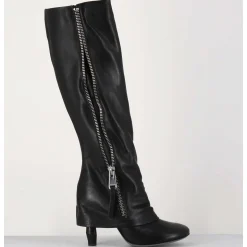 Bottes En Cuir Noir Guetre & Zip Destructurees - M22I97602 Black