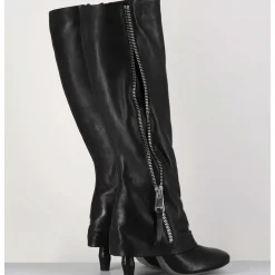Bottes En Cuir Noir Guetre & Zip Destructurees - M22I97602 Black
