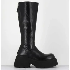 Bottes En Cuir Noir Semelle Epaisse - 1D7712D Mayon Black