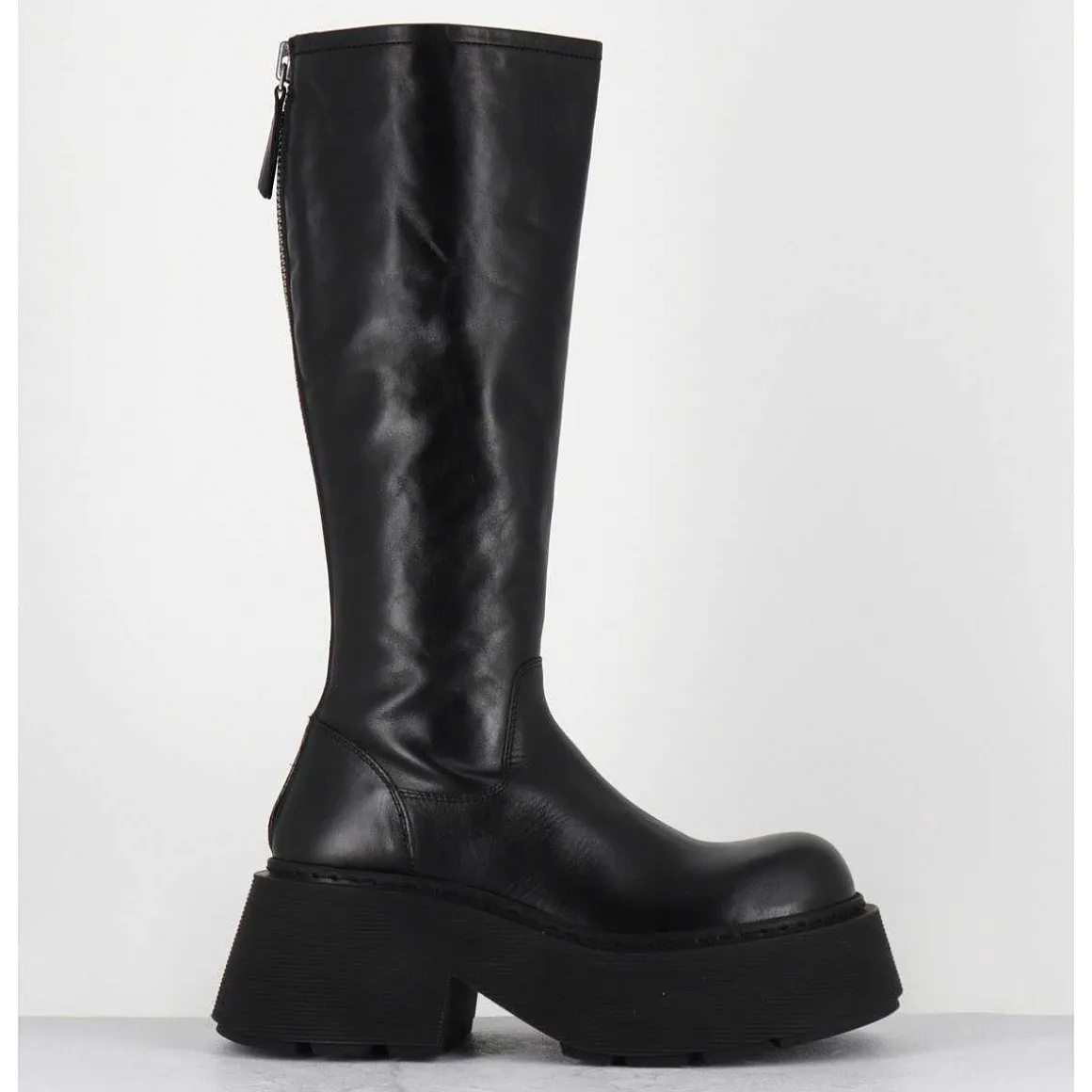 Bottes En Cuir Noir Semelle Epaisse - 1D7712D Mayon Black