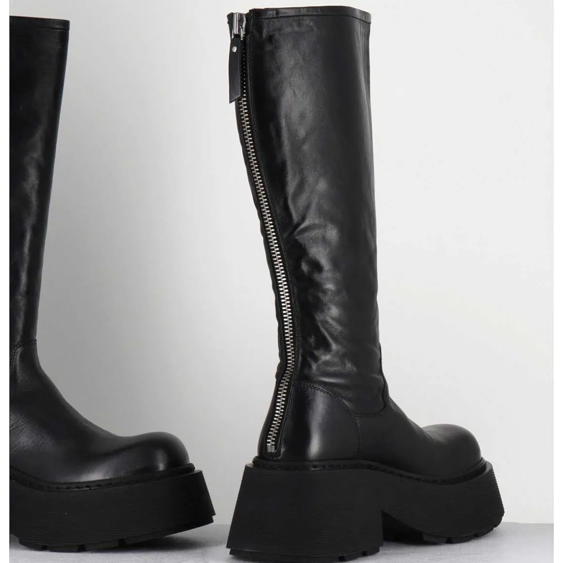 Bottes En Cuir Noir Semelle Epaisse - 1D7712D Mayon Black