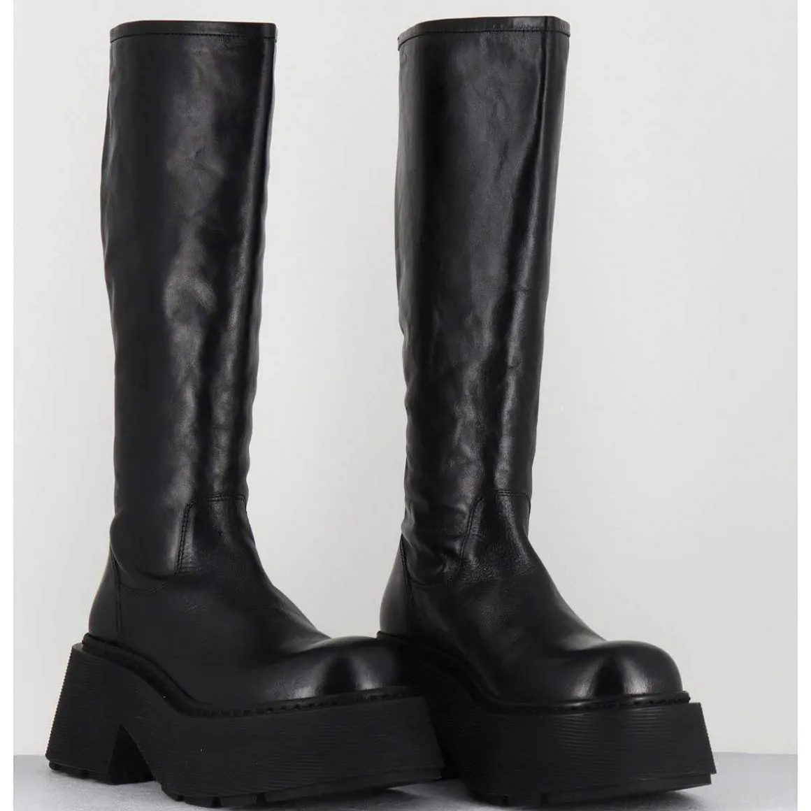 Bottes En Cuir Noir Semelle Epaisse - 1D7712D Mayon Black