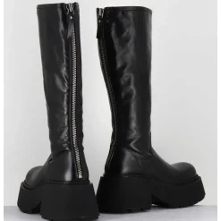 Bottes En Cuir Noir Semelle Epaisse - 1D7712D Mayon Black
